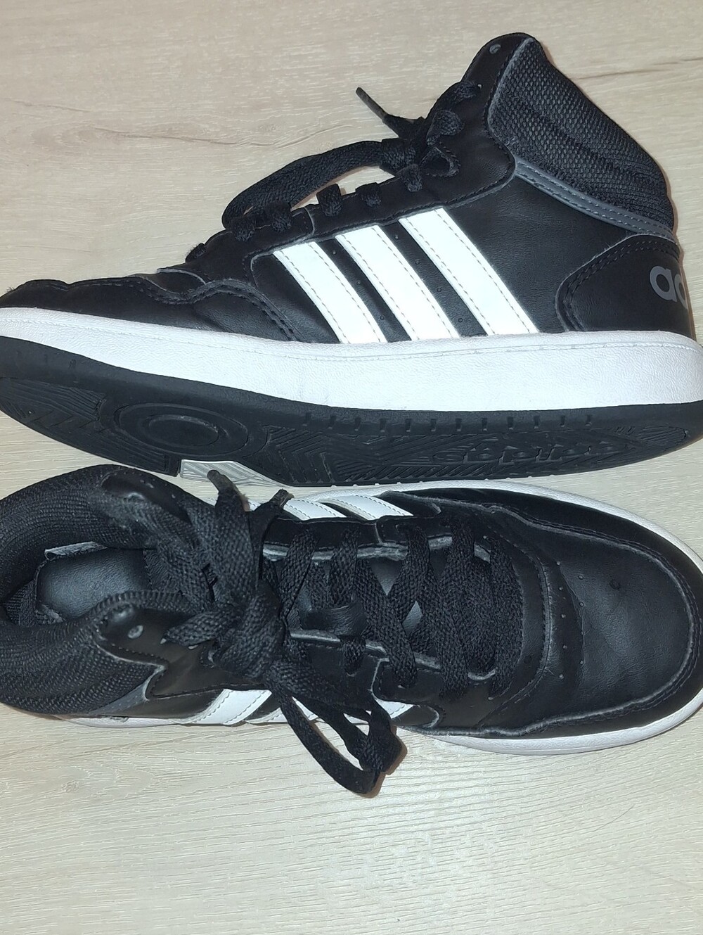 Adidas Boys Black and White High-Top Sneakers